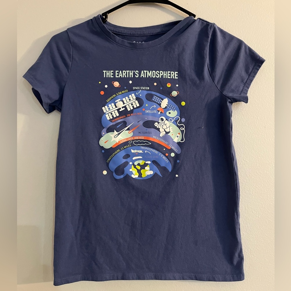 The Earths Atmosphere Educational Short Sleeve Blue Graphic Tee